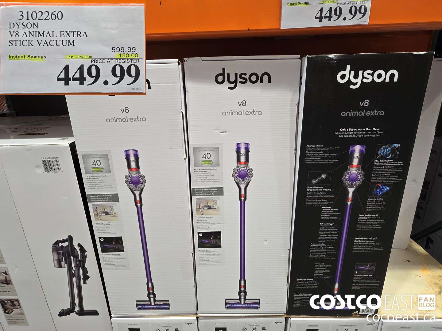 3102260 DYSON V8 ANIMAL EXTRA STICK VACUUM ($150.00 INSTANT SAVINGS EXPIRES ON 2024-10-10) $449.99