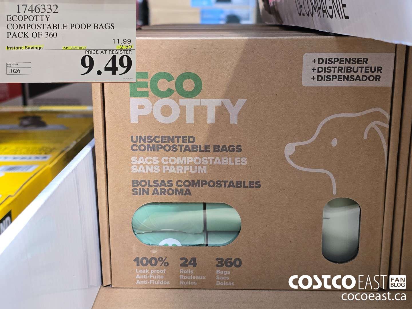 1746332 ECOPOTTY COMPOSTABLE POOP BAGS PACK OF 360 ($2.50 INSTANT SAVINGS EXPIRES ON 2024-10-27) $9.49