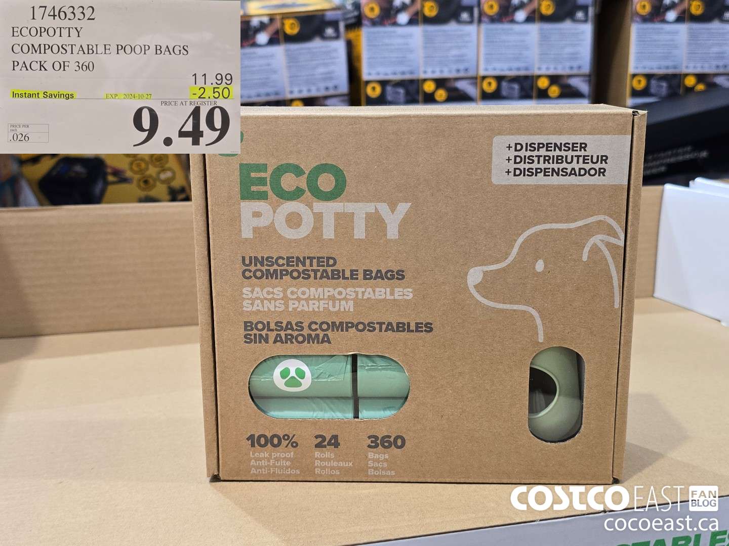 1746332 ECOPOTTY COMPOSTABLE POOP BAGS PACK OF 360 ($2.50 INSTANT SAVINGS EXPIRES ON 2024-10-27) $9.49