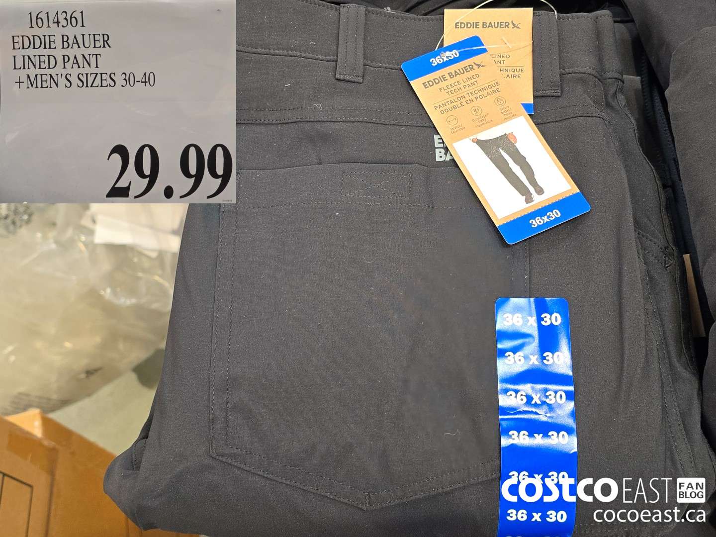 1614361 EDDIE BAUER LINED PANT +MEN'S SIZES 30-40 $29.99
