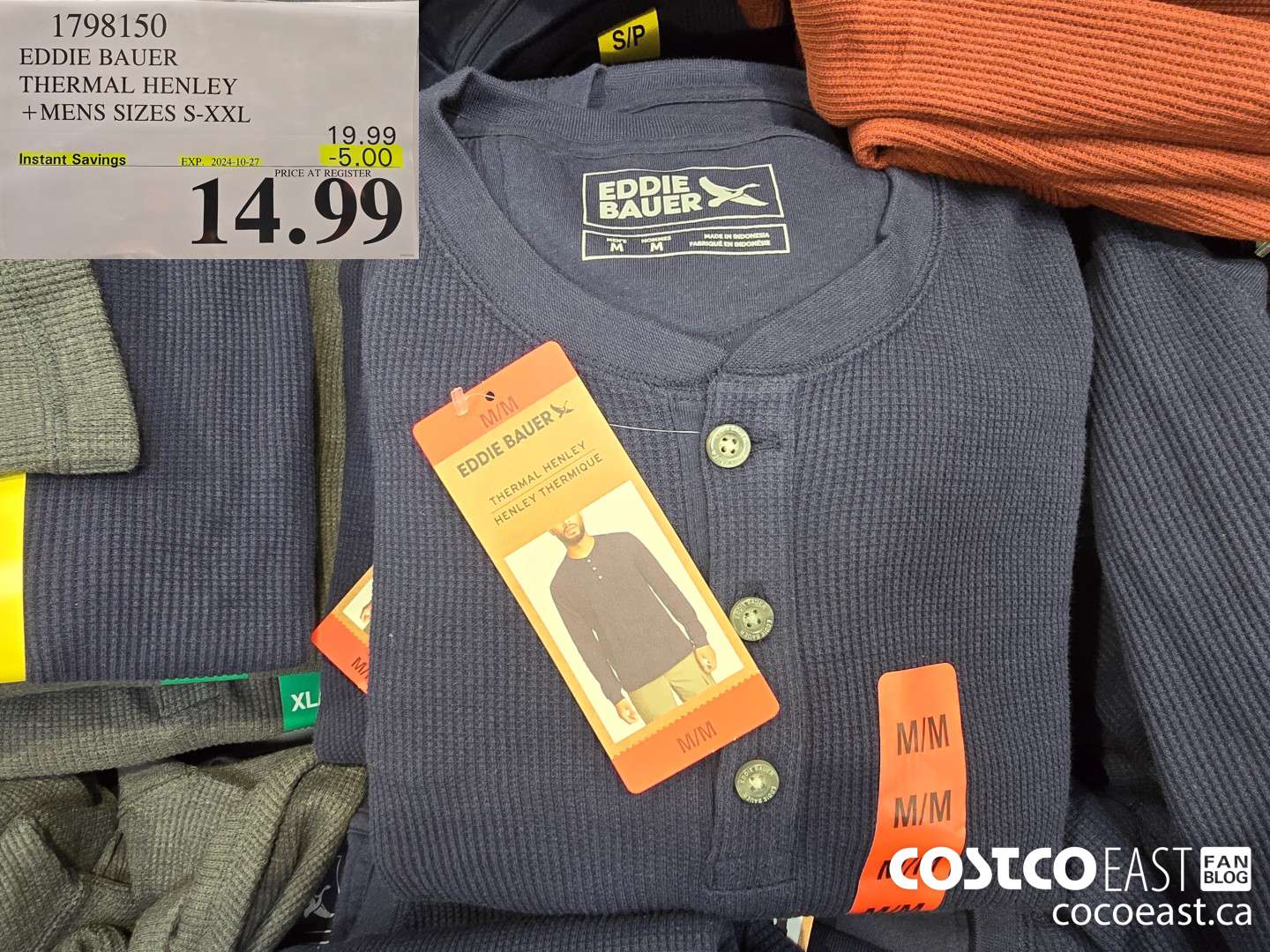 1798150 EDDIE BAUER THERMAL HENLEY +MENS SIZES S-XXL  ($5.00 INSTANT SAVINGS EXPIRES ON 2024-10-27) $14.99