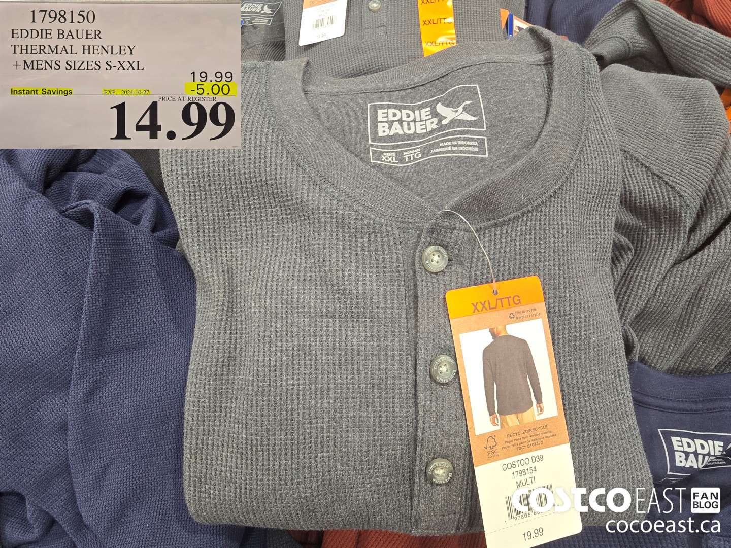 1798150 EDDIE BAUER THERMAL HENLEY +MENS SIZES S-XXL  ($5.00 INSTANT SAVINGS EXPIRES ON 2024-10-27) $14.99