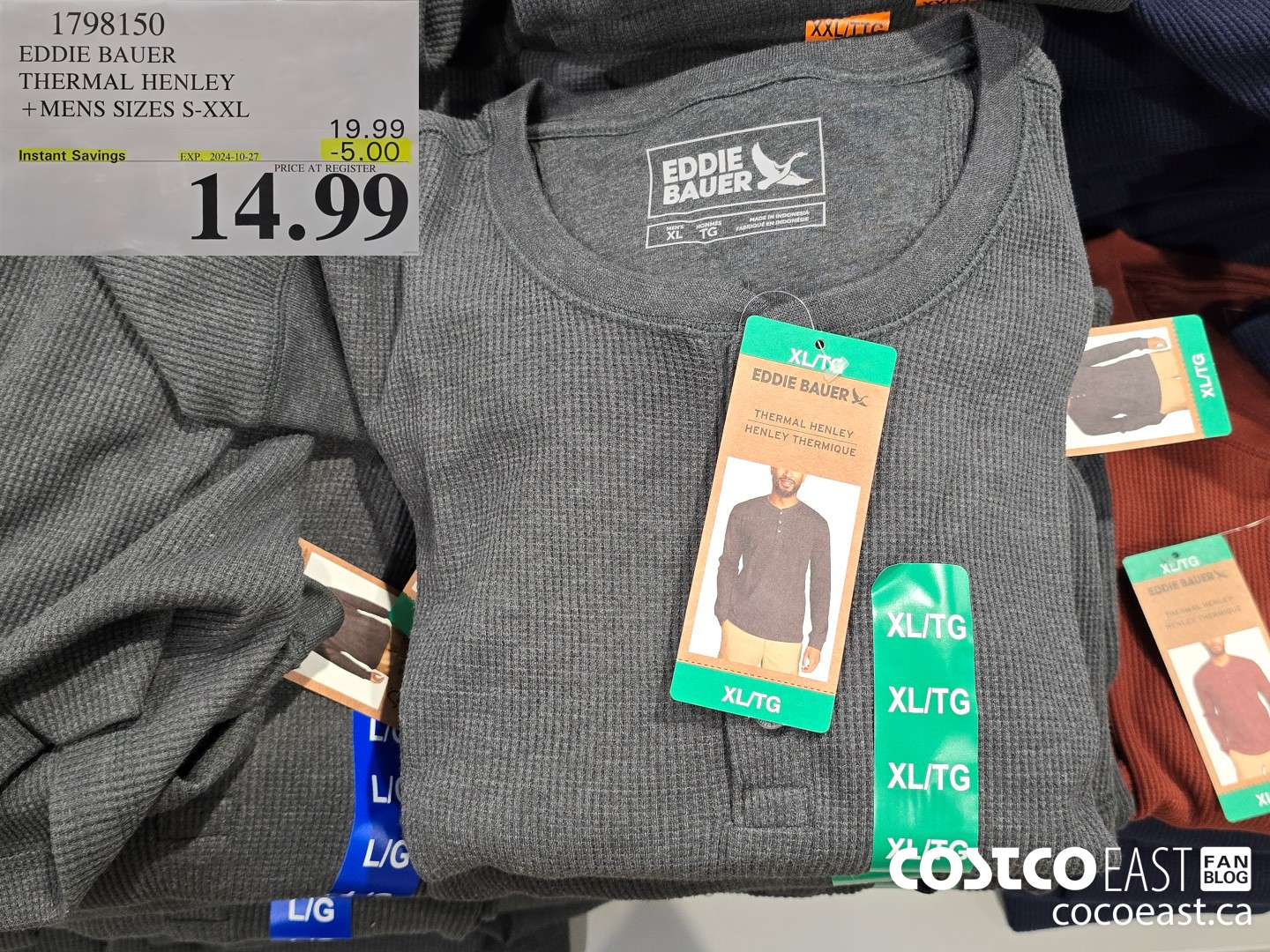 1798150 EDDIE BAUER THERMAL HENLEY +MENS SIZES S-XXL  ($5.00 INSTANT SAVINGS EXPIRES ON 2024-10-27) $14.99