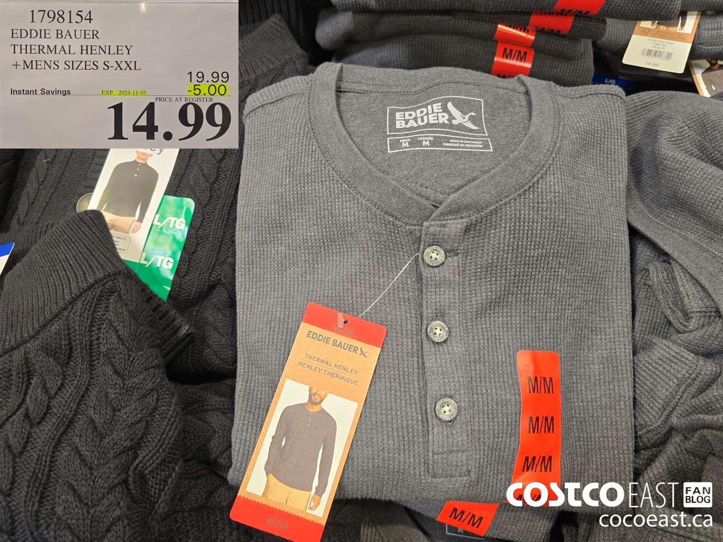 1798154 EDDIE BAUER THERMAL HENLEY + MENS SIZES S-XXL ($5.00 INSTANT SAVINGS EXPIRES ON 2024-11-03) $14.99