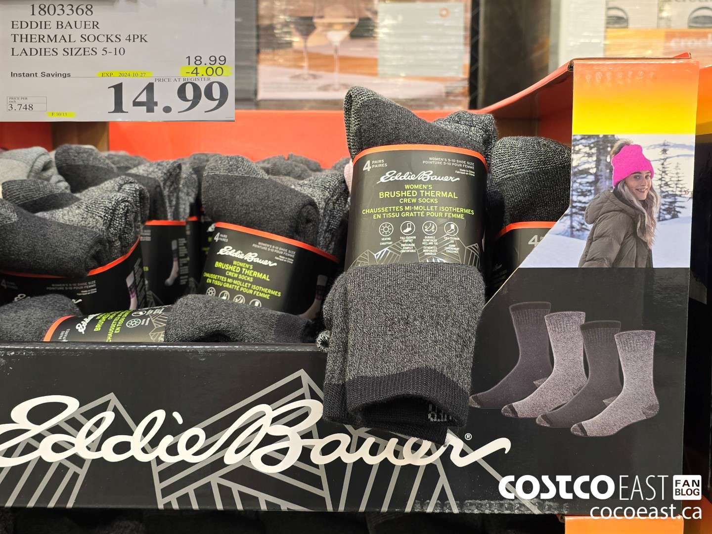 1803368 EDDIE BAUER THERMAL SOCKS 4PK LADIES SIZES 5-10 ($4.00 INSTANT SAVINGS EXPIRES ON 2024-10-27) $14.99