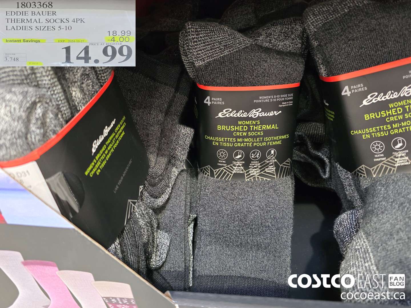 1803368 EDDIE BAUER THERMAL SOCKS 4PK LADIES SIZES 5-10 ($4.00 INSTANT SAVINGS EXPIRES ON 2024-10-27) $14.99