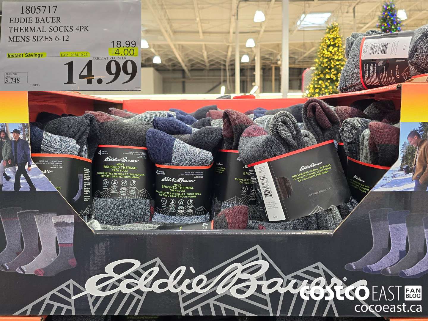 1805717 EDDIE BAUER THERMAL SOCKS 4PK MENS SIZES 6-12 ($4.00 INSTANT SAVINGS EXPIRES ON 2024-10-27) $14.99