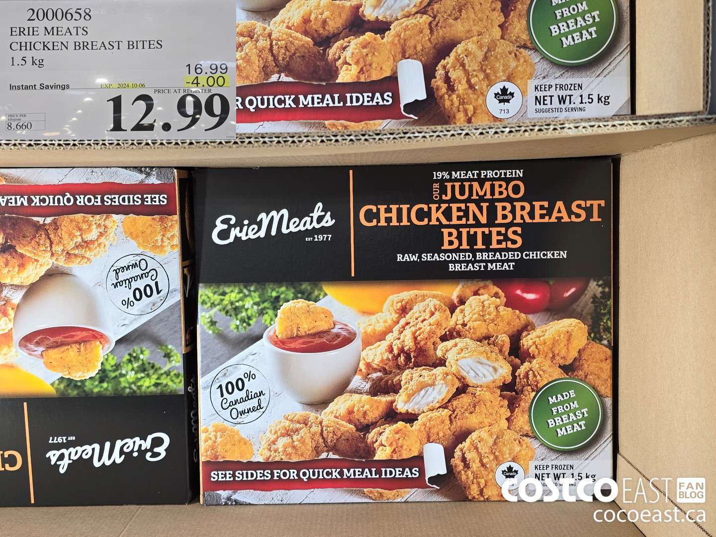 2000658 ERIE MEATS CHICKEN BREAST BITES 1.5 KG ($4.00 INSTANT SAVINGS EXPIRES ON 2024-10-06) $12.99