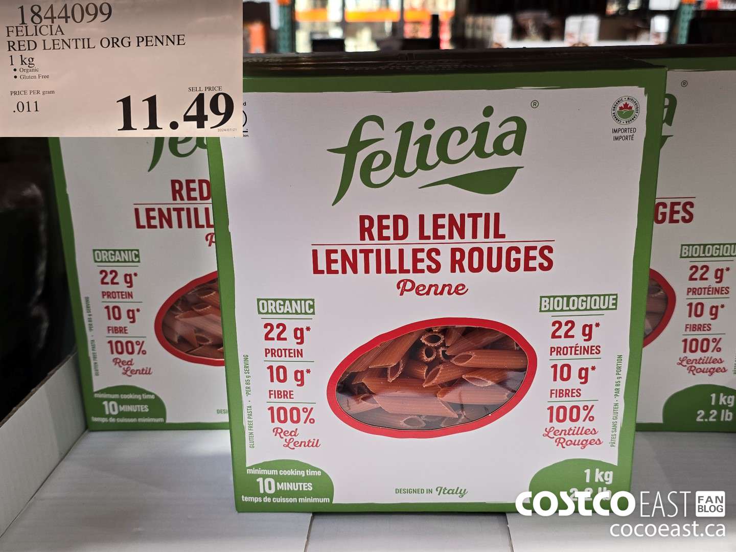 1844099 FELICIA RED LENTIL ORG PENNE 1 kg $11.49