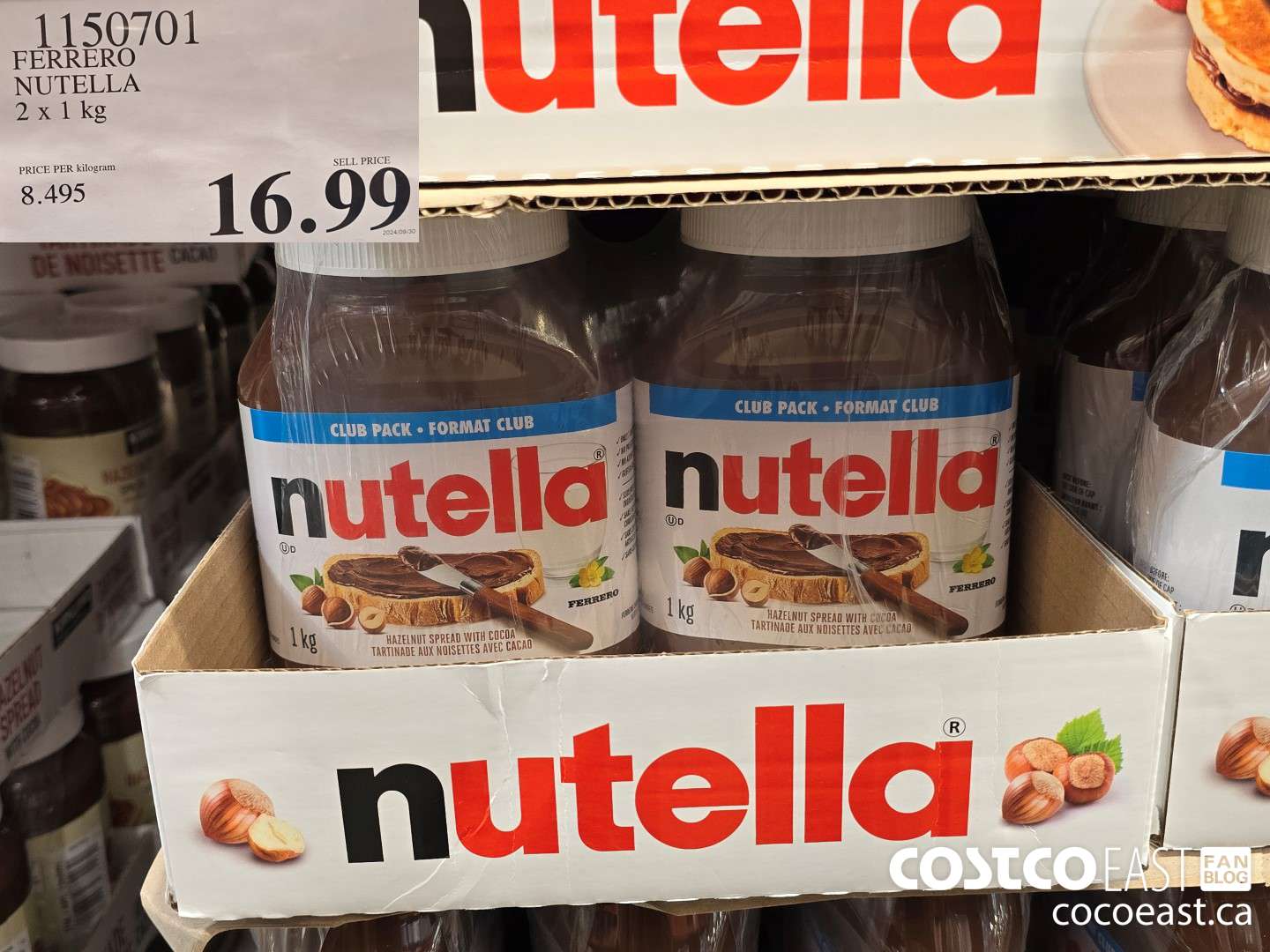 1150701 FERRERO NUTELLA 2 X 1 KG $16.99