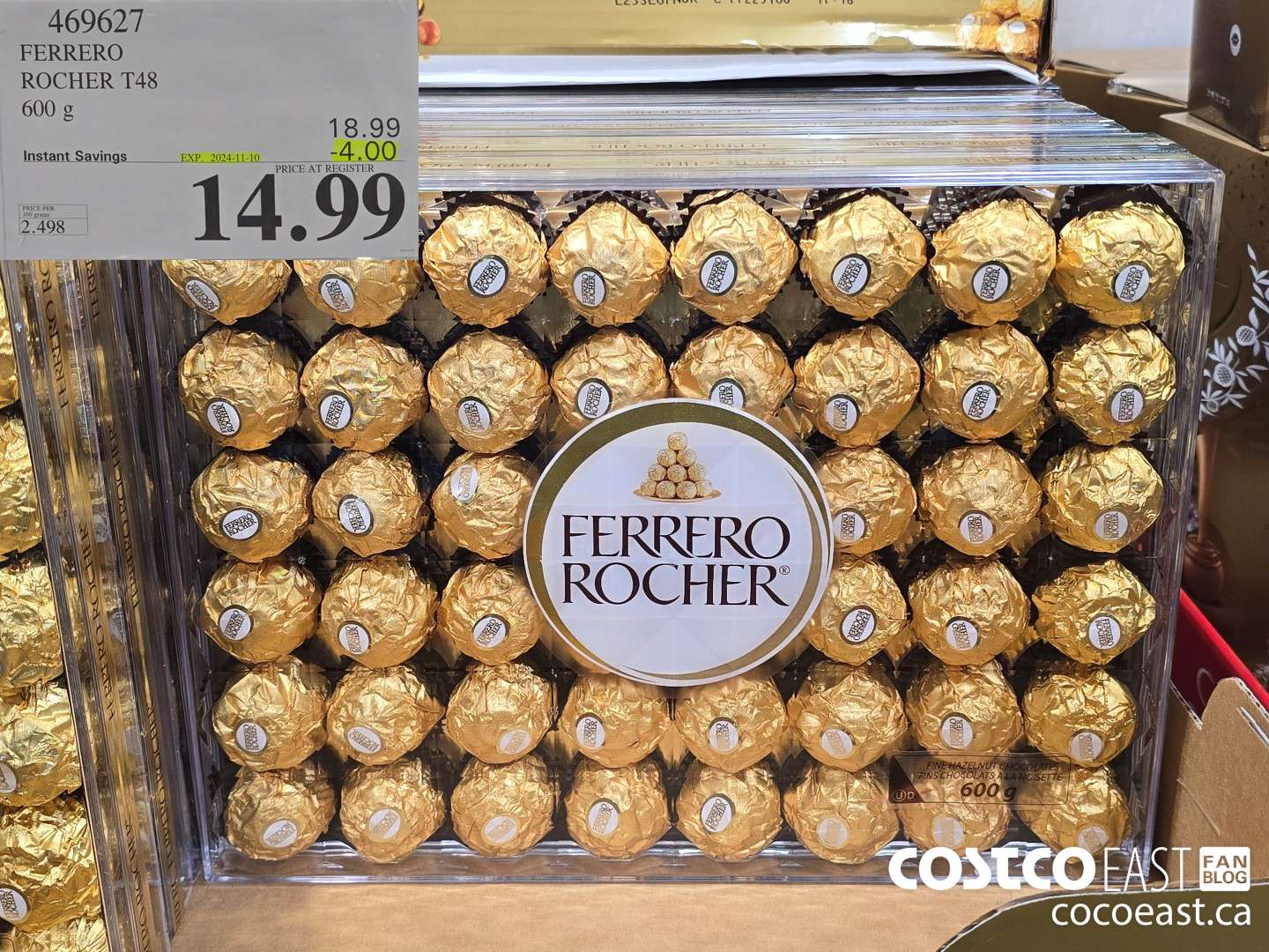 469627 FERRERO ROCHER T48 600 G ($4.00 INSTANT SAVINGS EXPIRES ON 2024-11-10) $14.99