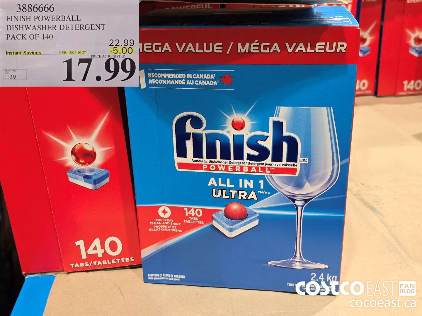 3886666 FINISH POWERBALL DISHWASHER DETERGENT PACK OF 140 ($5.00 INSTANT SAVINGS EXPIRES ON 2024-10-27) $17.99