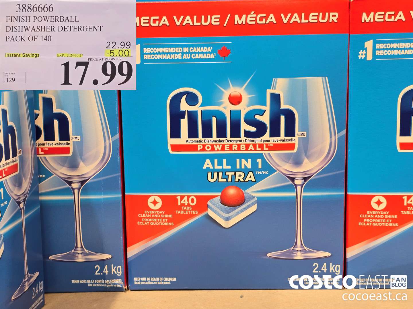 3886666 FINISH POWERBALL DISHWASHER DETERGENT PACK OF 140 ($5.00 INSTANT SAVINGS EXPIRES ON 2024-10-27) $17.99