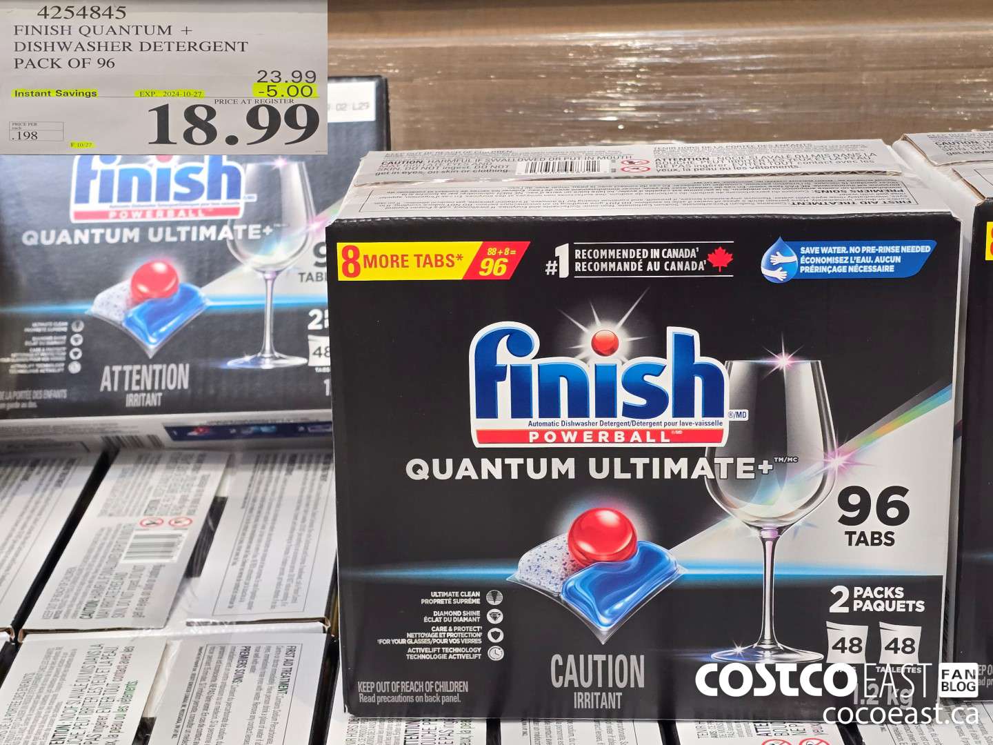4254845 FINISH QUANTUM + DISHWASHER DETERGENT PACK OF 96 ($5.00 INSTANT SAVINGS EXPIRES ON 2024-10-27) $18.99