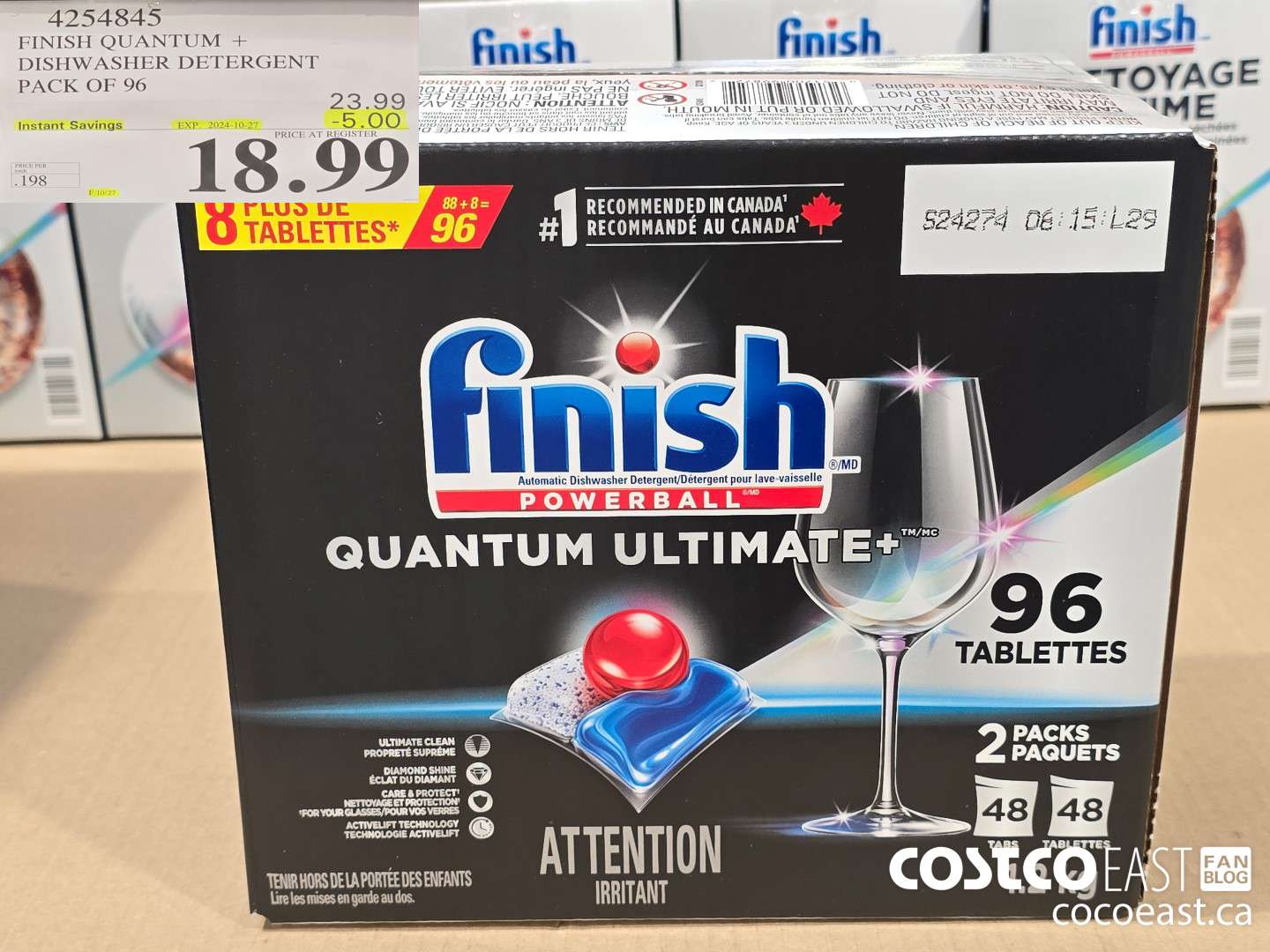 4254845 FINISH QUANTUM + DISHWASHER DETERGENT PACK OF 96 ($5.00 INSTANT SAVINGS EXPIRES ON 2024-10-27) $18.99