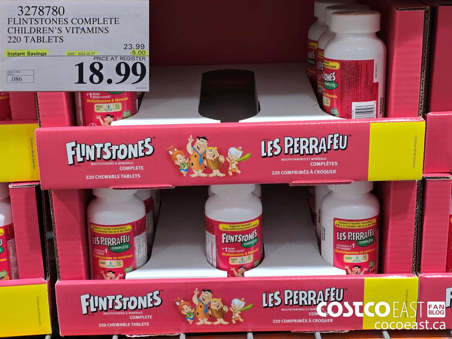 3278780 FLINTSTONES COMPLETE CHILDREN'S VITAMINS 220 TABLETS ($5.00 INSTANT SAVINGS EXPIRES ON 2024-10-27) $18.99