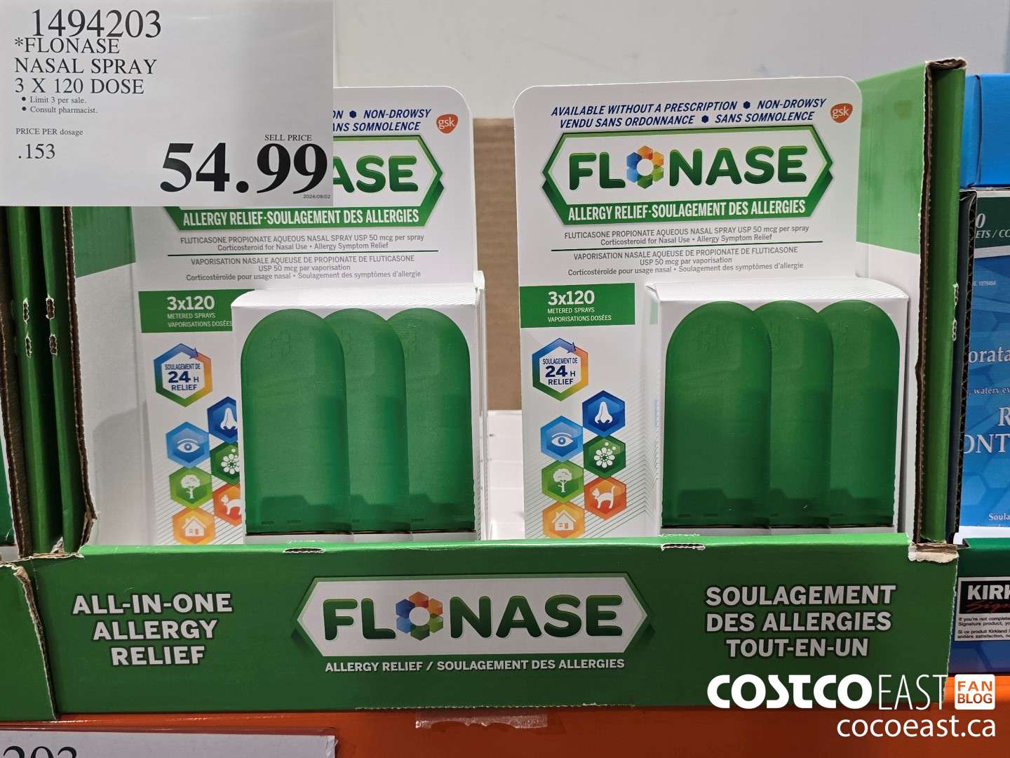 1494203 FLONASE NASAL SPRAY 3 X 120 DOSE $54.99