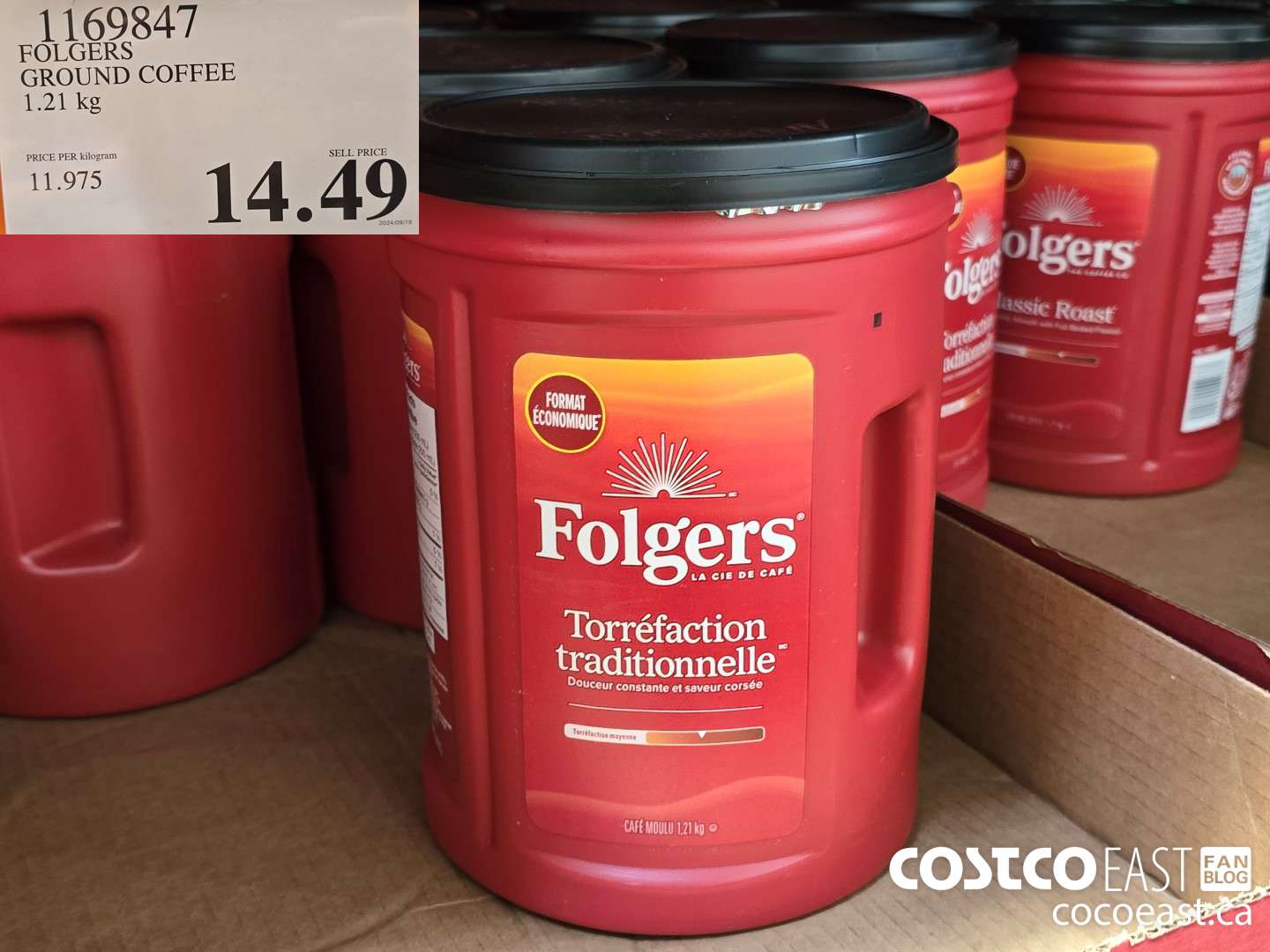 169847 FOLGERS GROUND COFFEE 1.21 KG $14.49