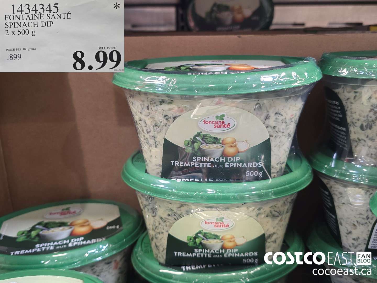 1434345 FONTAINE SANTE SPINACH DIP 2 X 500 G $8.99