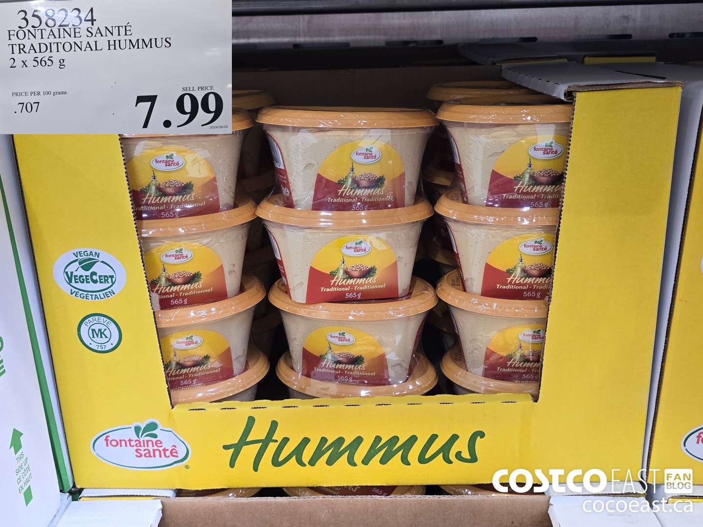 358234 FONTAINE SANTE TRADITONAL HUMMUS 2x 565 G $7.99