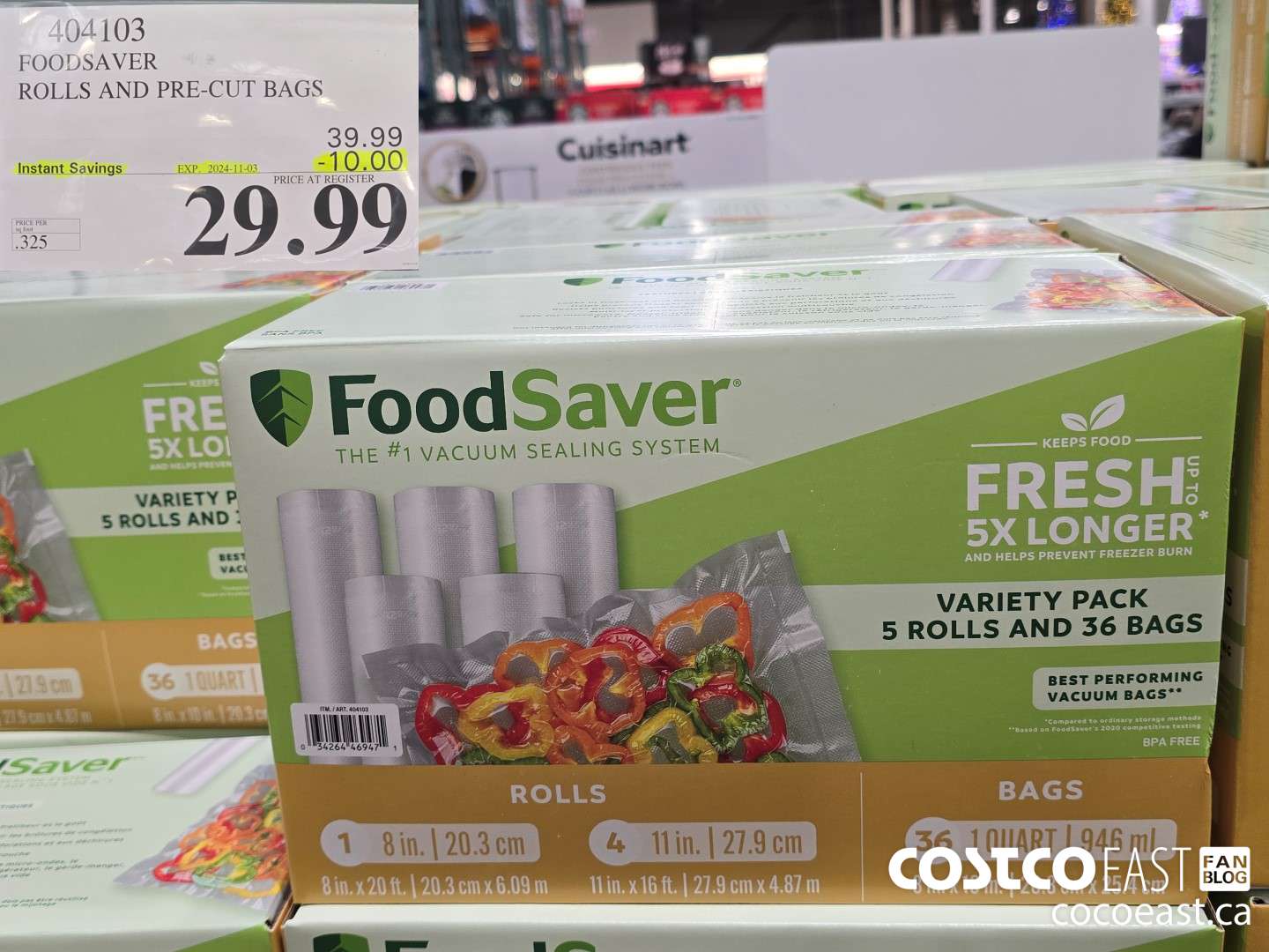 404103 FOODSAVER ROLLS AND PRE-CUT BAGS ($10.00 INSTANT SAVINGS EXPIRES ON 2024-11-03) $29.99