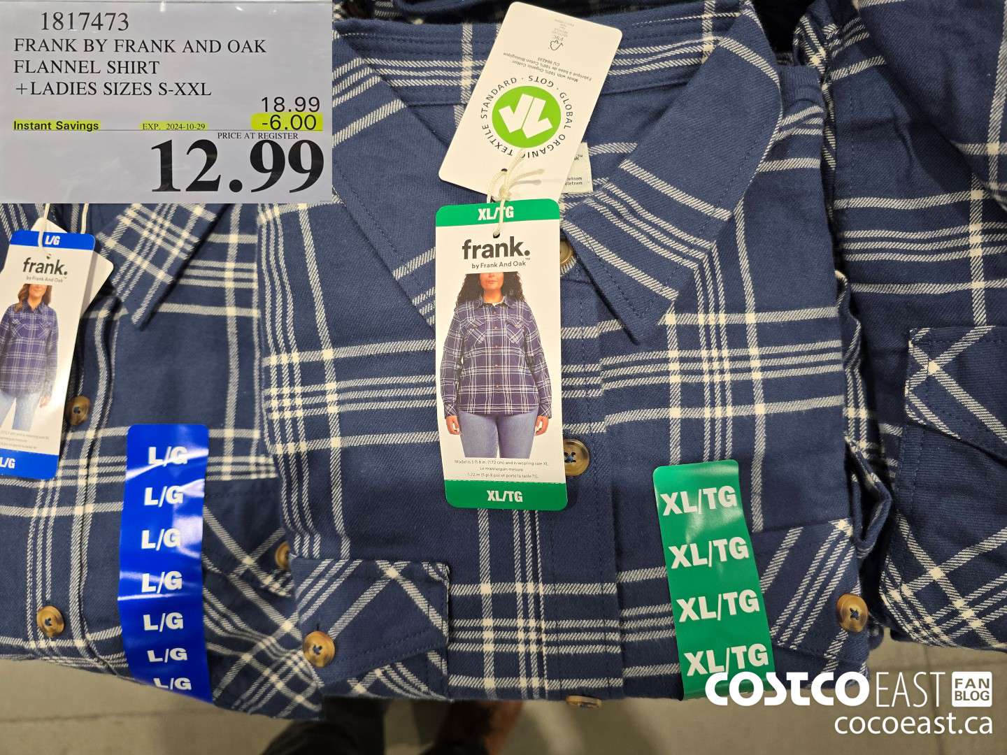 1817473 FRANK BY FRANK AND OAK FLANNEL SHIRT +LADIES SIZES S-XXL ($6.00 INSTANT SAVINGS EXPIRES ON 2024-10-29) $12.99