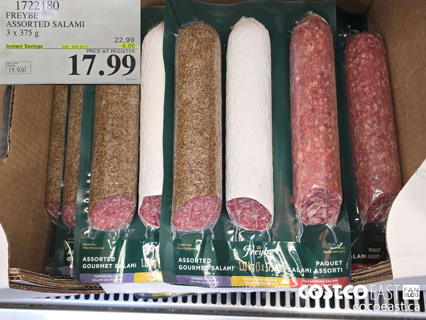 1722180 FREYBE ASSORTED SALAMI 3x375 g ($5.00 INSTANT SAVINGS EXPIRES ON 2024-10-13) $17.99