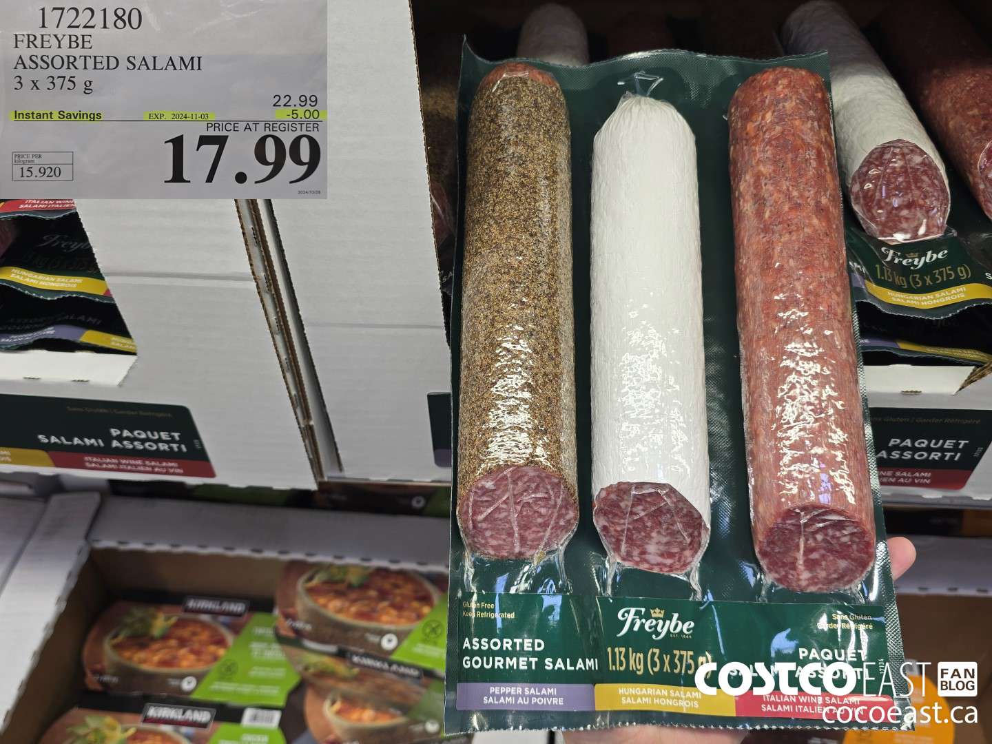 1722180 FREYBE ASSORTED SALAMI 3x375 g ($5.00 INSTANT SAVINGS EXPIRES ON 2024-11-03) $17.99