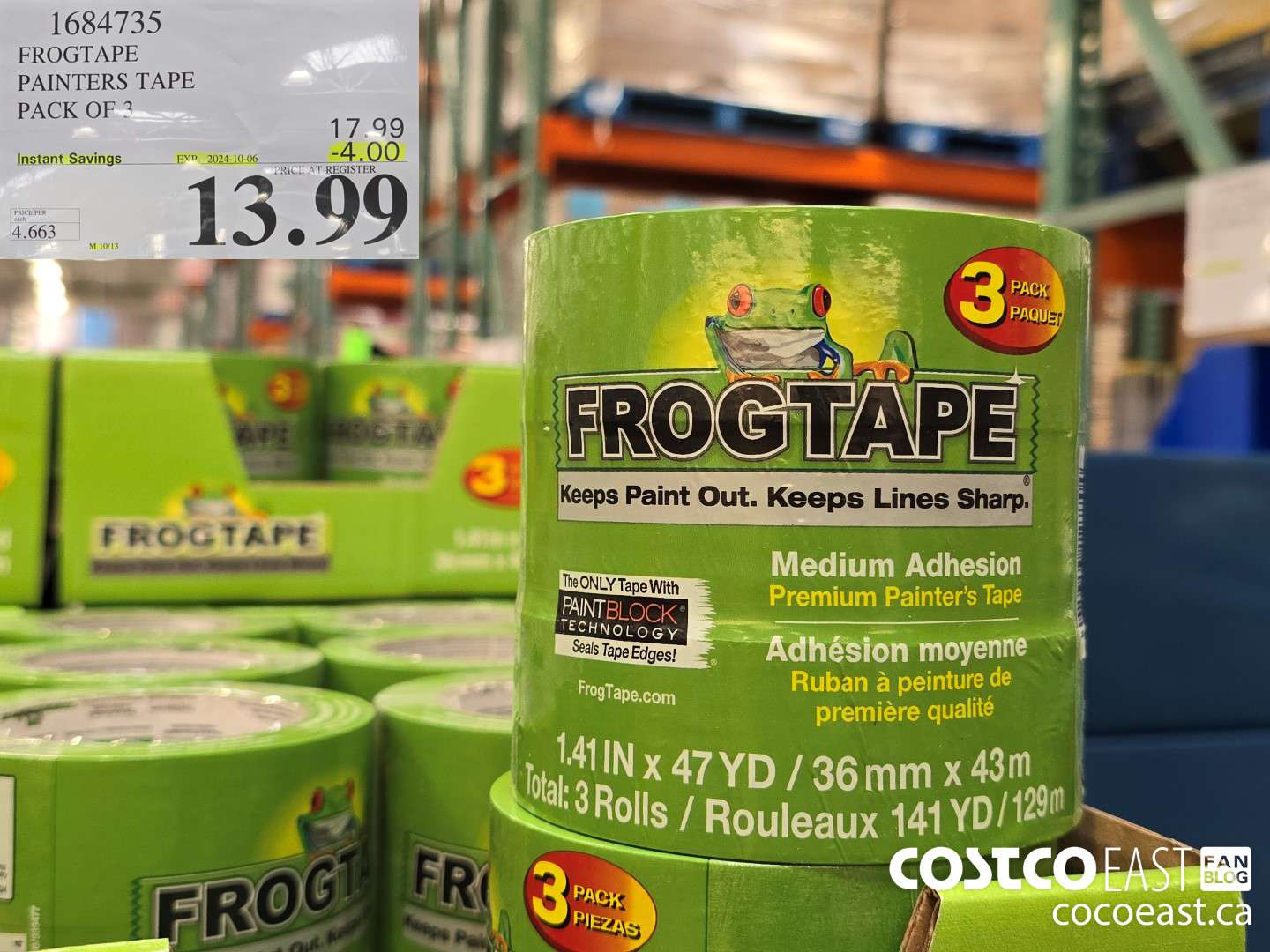 1684735 FROGTAPE PAINTERS TAPE PACK OF 3 ($4.00 INSTANT SAVINGS EXPIRES ON 2024-10-06) $13.99