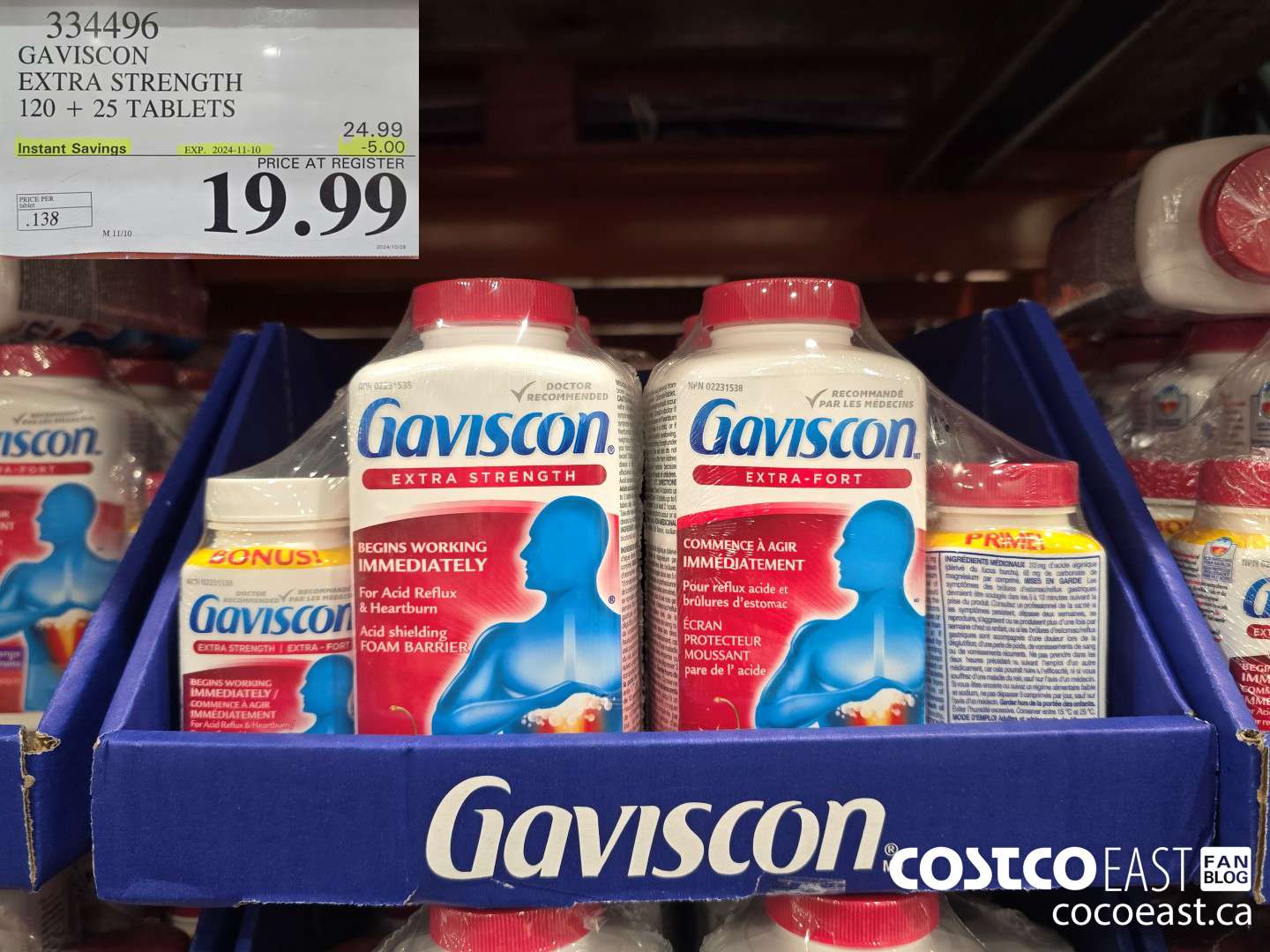 334496 GAVISCON EXTRA STRENGTH 120 + 25 TABLETS ($5.00 INSTANT SAVINGS EXPIRES ON 2024-11-10) $19.99