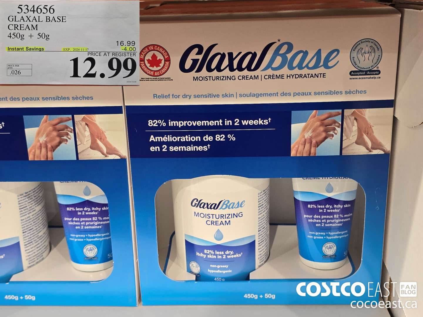 534656 GLAXAL BASE CREAM 450G + 50G ($4.00 INSTANT SAVINGS EXPIRES ON 2024-11-17) $12.99