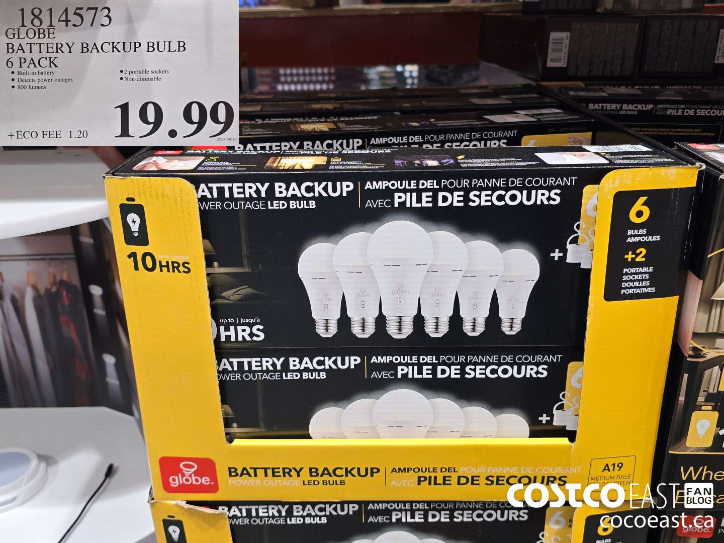 1814573 GLOBE BATTERY BACKUP BULB 6 PACK $19.99