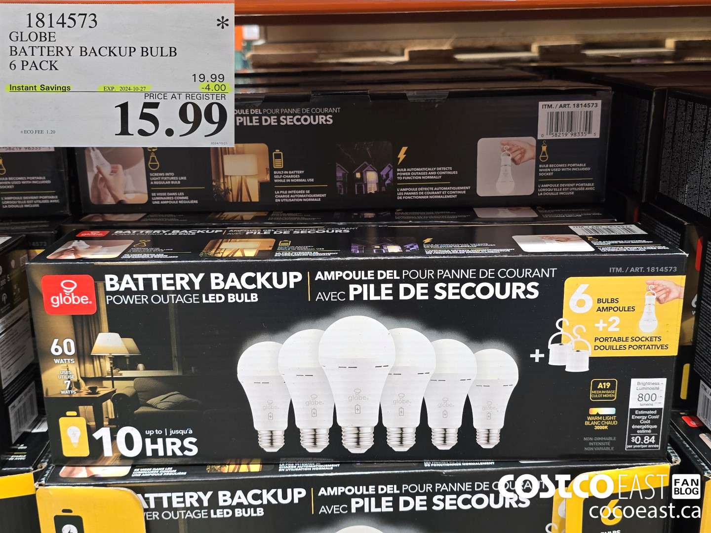1814573 GLOBE BATTERY BACKUP BULB 6 PACK ($4.00 INSTANT SAVINGS EXPIRES ON 2024-10-27) $15.99