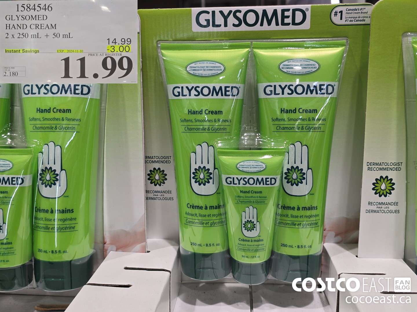 1584546 GLYSOMED HAND CREAM 2x 250 mL + 50 mL ($3.00 INSTANT SAVINGS EXPIRES ON 2024-11-10) $11.99