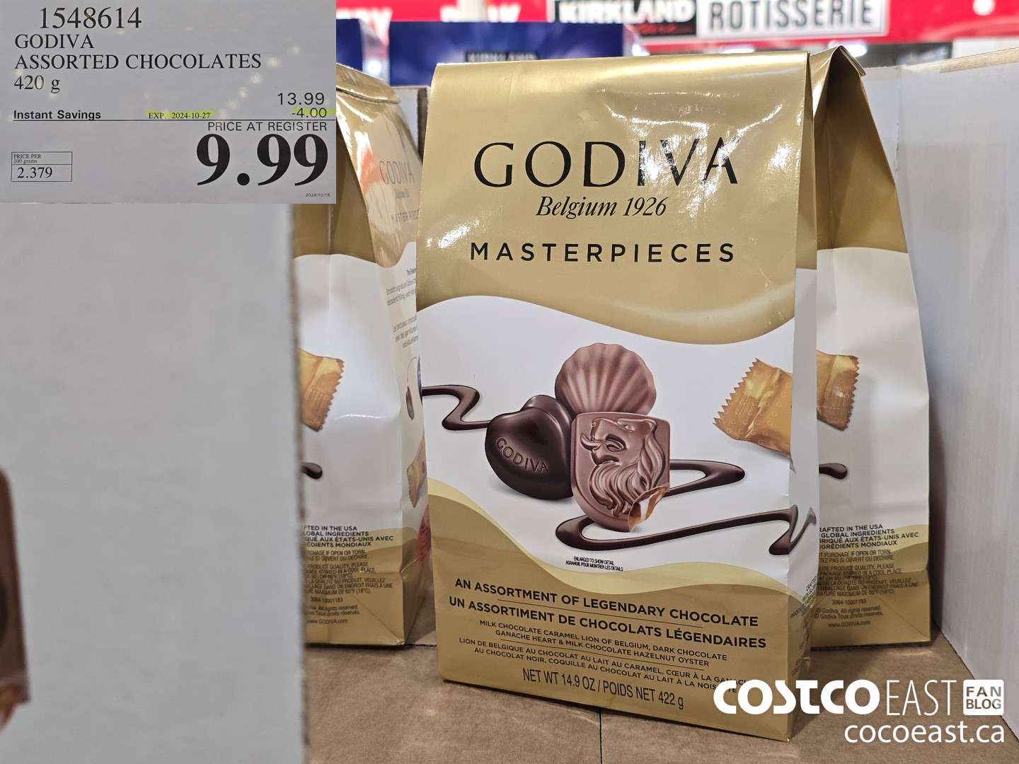 1548614 GODIVA ASSORTED CHOCOLATES 420 G ($4.00 INSTANT SAVINGS EXPIRES ON 2024-10-27) $9.99