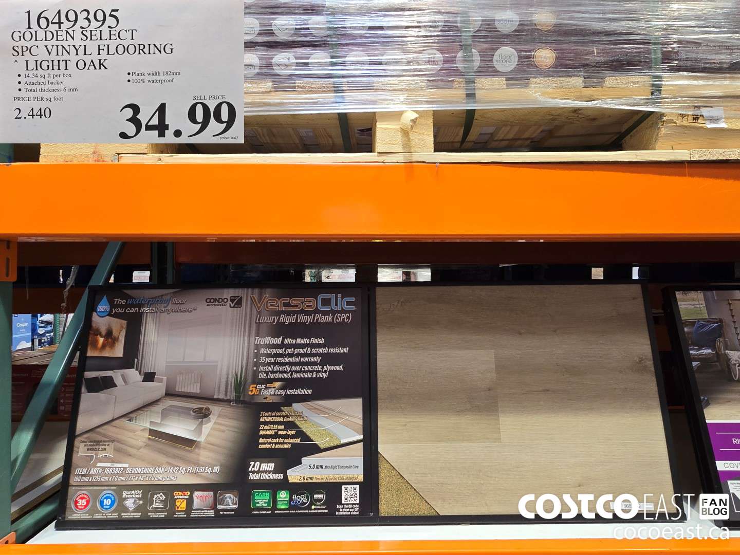 1649395 GOLDEN SELECT SPC VINYL FLOORING LIGHT OAK $34.99