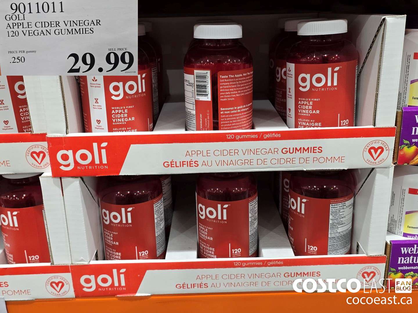 9011011 GOLI APPLE CIDER VINEGAR 120 VEGAN GUMMIES $29.99