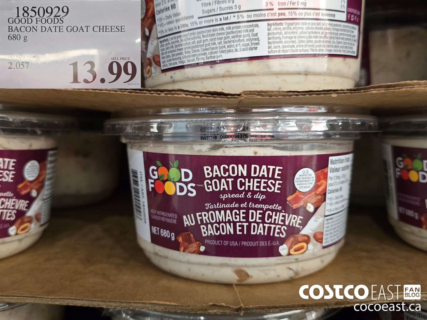 1850929 GOOD FOODS BACON DATE GOAT CHEESE 680 g $13.99