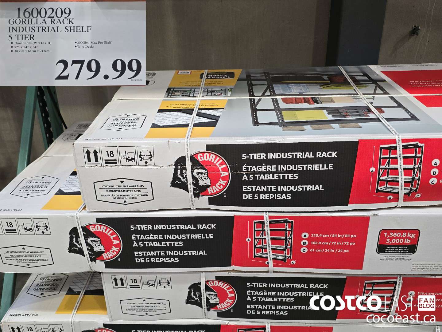 1600209 GORILLA RACK INDUSTRIAL SHELF 5 TIER $279.99