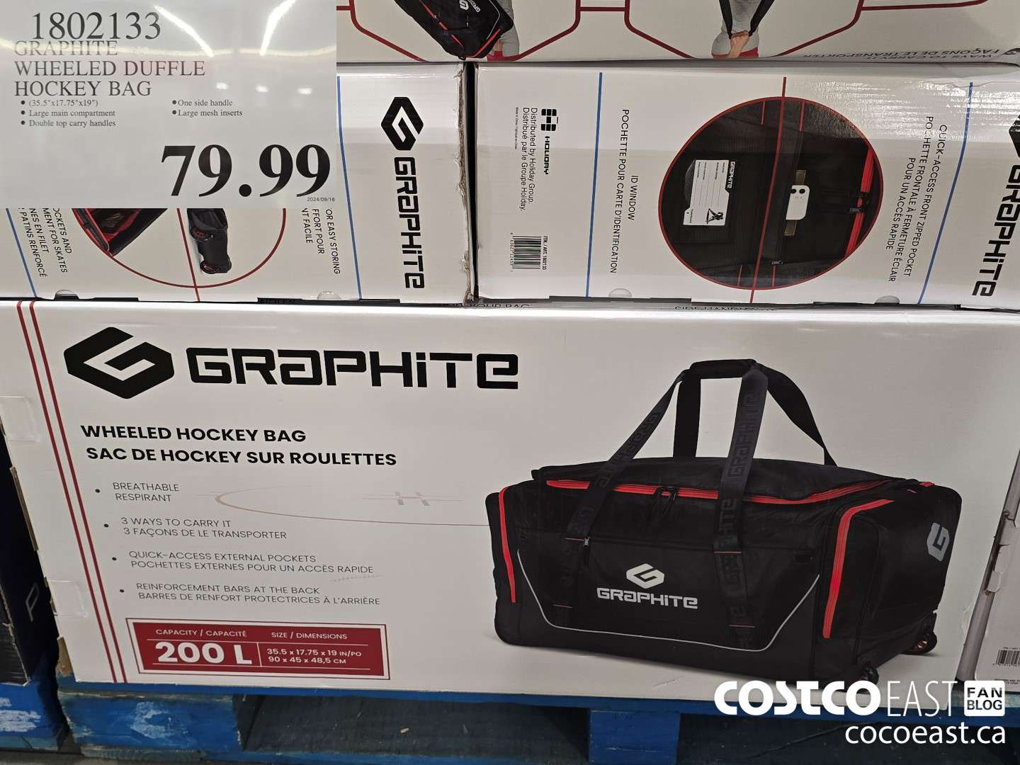 1802133 GRAPHITE WHEELED DUFFLE HOCKEY BAG $79.99