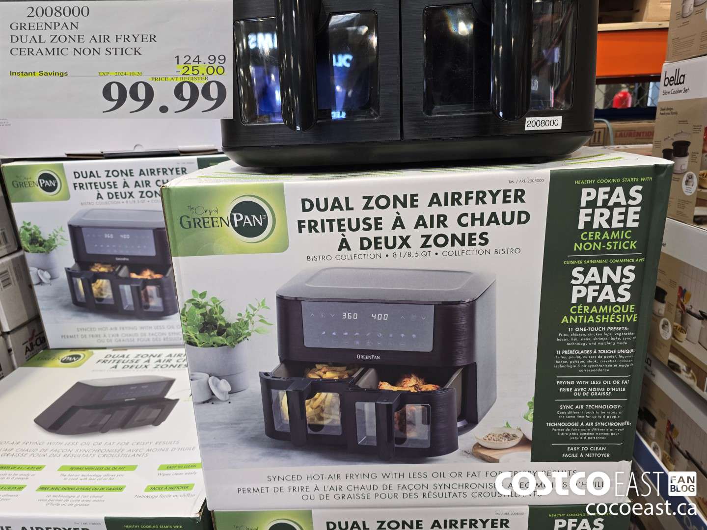 2008000 GREENPAN DUAL ZONE AIR FRYER CERAMIC NON STICK ($25.00 INSTANT SAVINGS EXPIRES ON 2024-10-20) $99.99