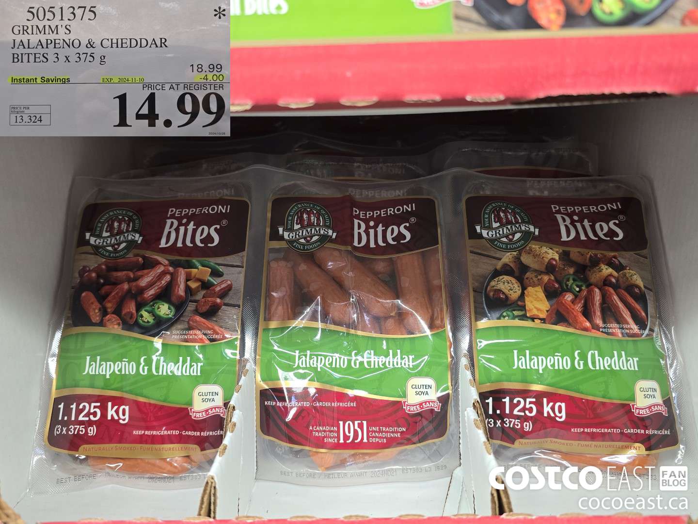 5051375 GRIMM JALAPENO & CHEDDAR BITES 3 x 375 g ($4.00 INSTANT SAVINGS EXPIRES ON 2024-11-10) $14.99