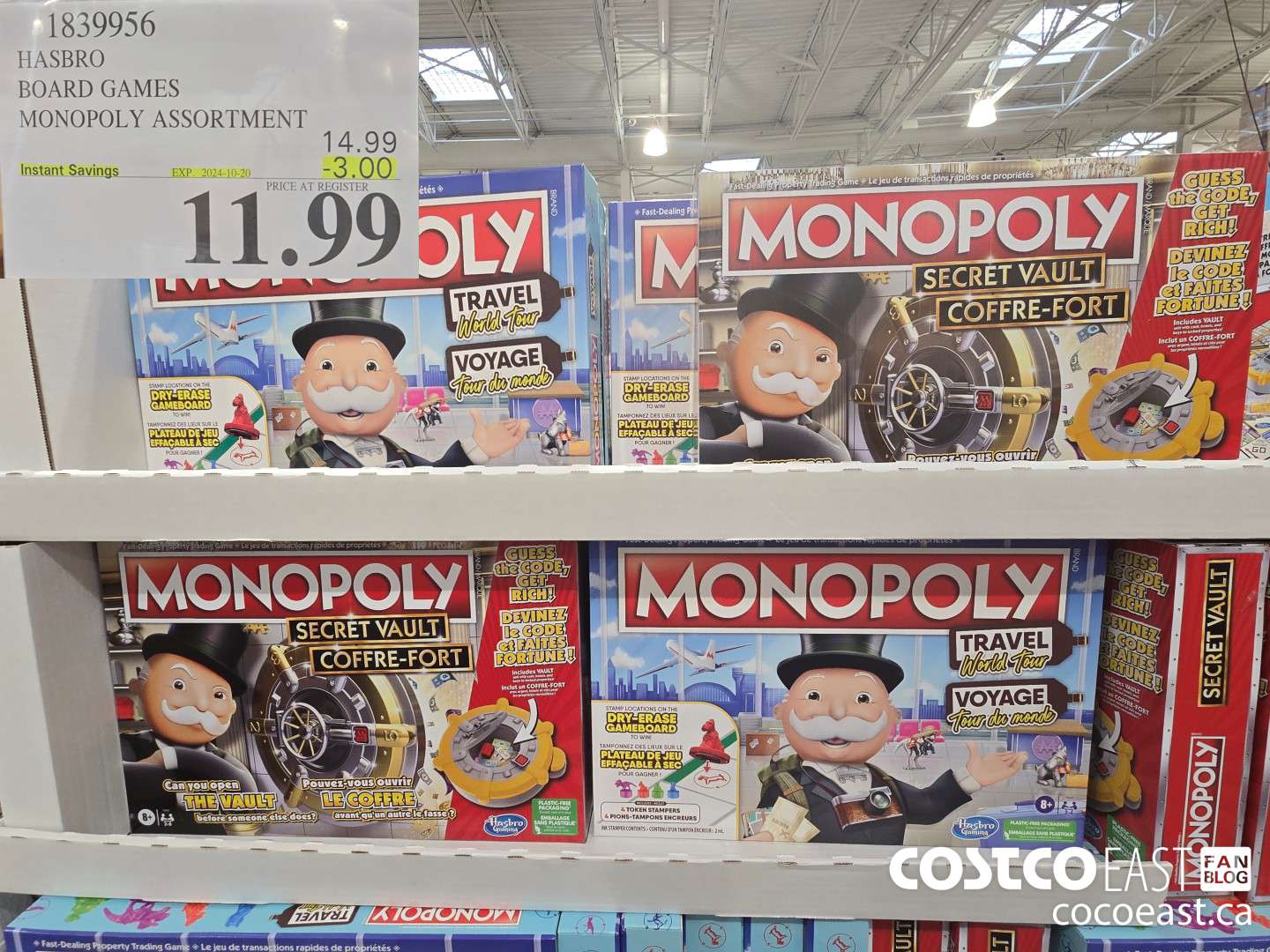 1839956 HASBRO BOARD GAMES MONOPOLY ASSORTMENT ($3.00 INSTANT SAVINGS EXPIRES ON 2024-10-20) $11.99