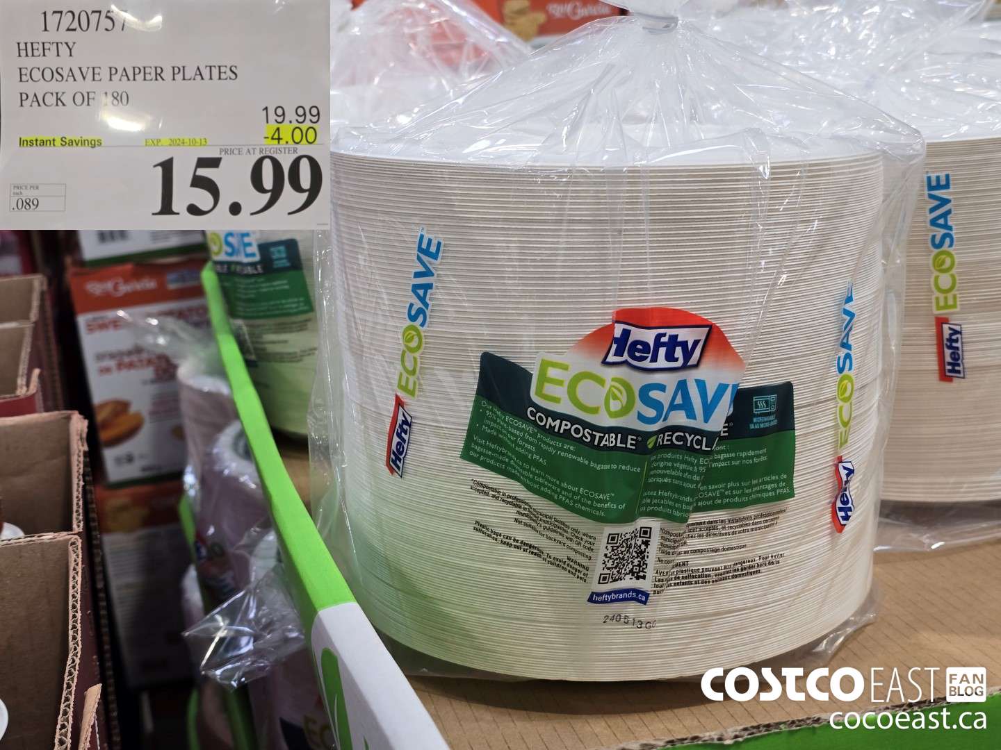 1720757 HEFTY ECOSAVE PAPER PLATES PACK OF 180 ($4.00 INSTANT SAVINGS EXPIRES ON 2024-10-13) $15.99
