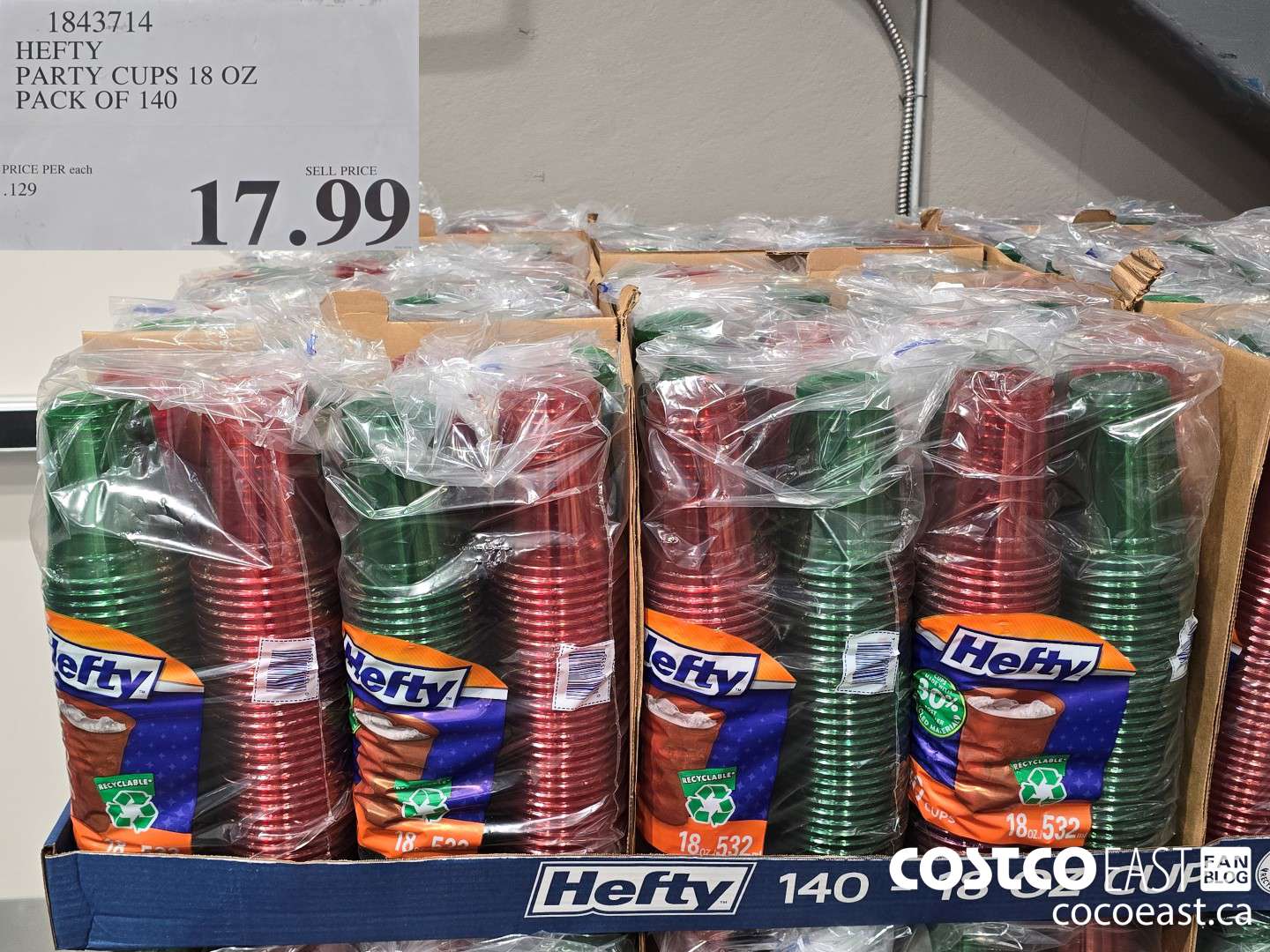 1843714 HEFTY PARTY CUPS 18 OZ PACK OF 140 $17.99
