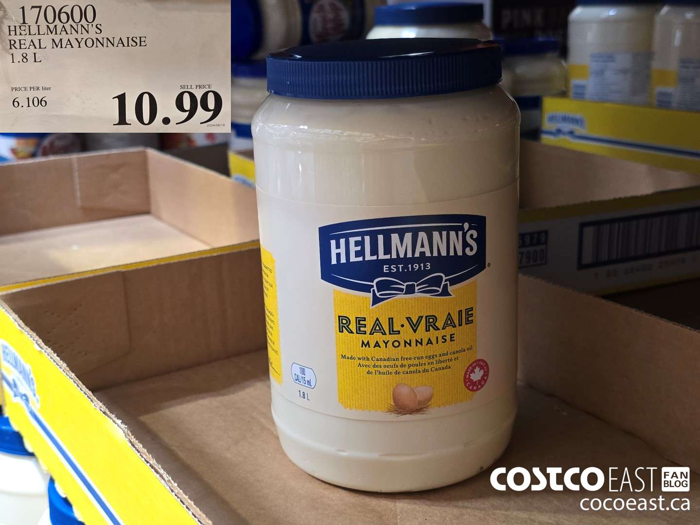 170600 HELLMANN'S REAL MAYONNAISE 1.8 L $10.99