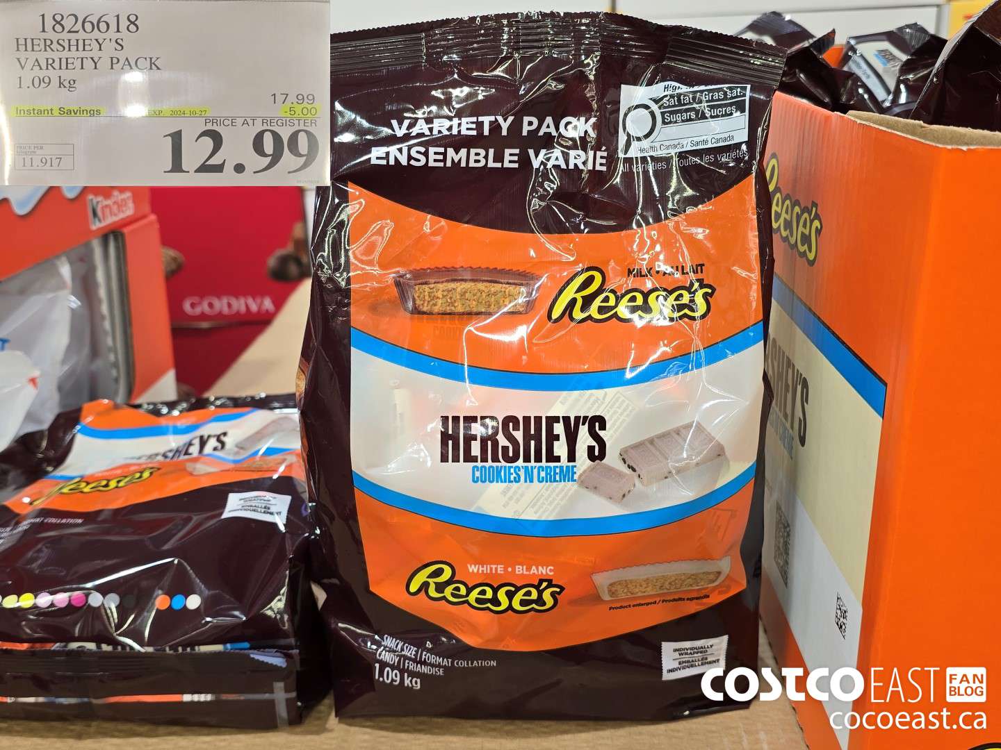 1826618 HERSHEY'S VARIETY PACK 1.09 kg ($5.00 INSTANT SAVINGS EXPIRES ON 2024-10-27) $12.99