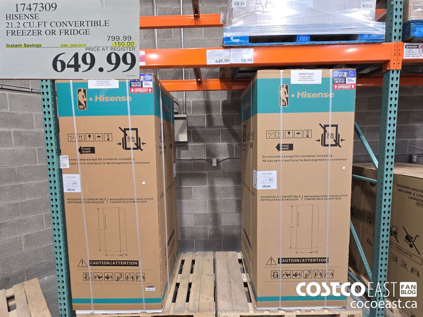 1747309 HISENSE 21.2 CU.FT CONVERTIBLE FREEZER OR FRIDGE ($150.00 INSTANT SAVINGS EXPIRES ON 2024-10-27) $649.99