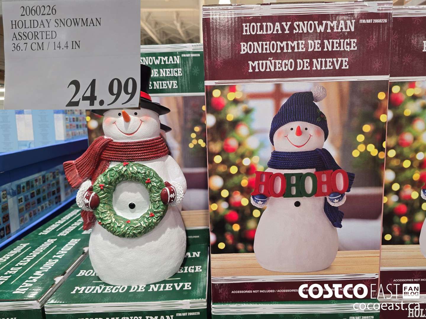 2060226 HOLIDAY SNOWMAN ASSORTED 36.7 CM / 14.4 IN $24.99