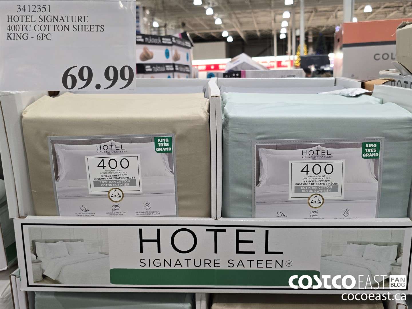 3412351 HOTEL SIGNATURE 400TC COTTON SHEETS KING - 6 PC $69.99